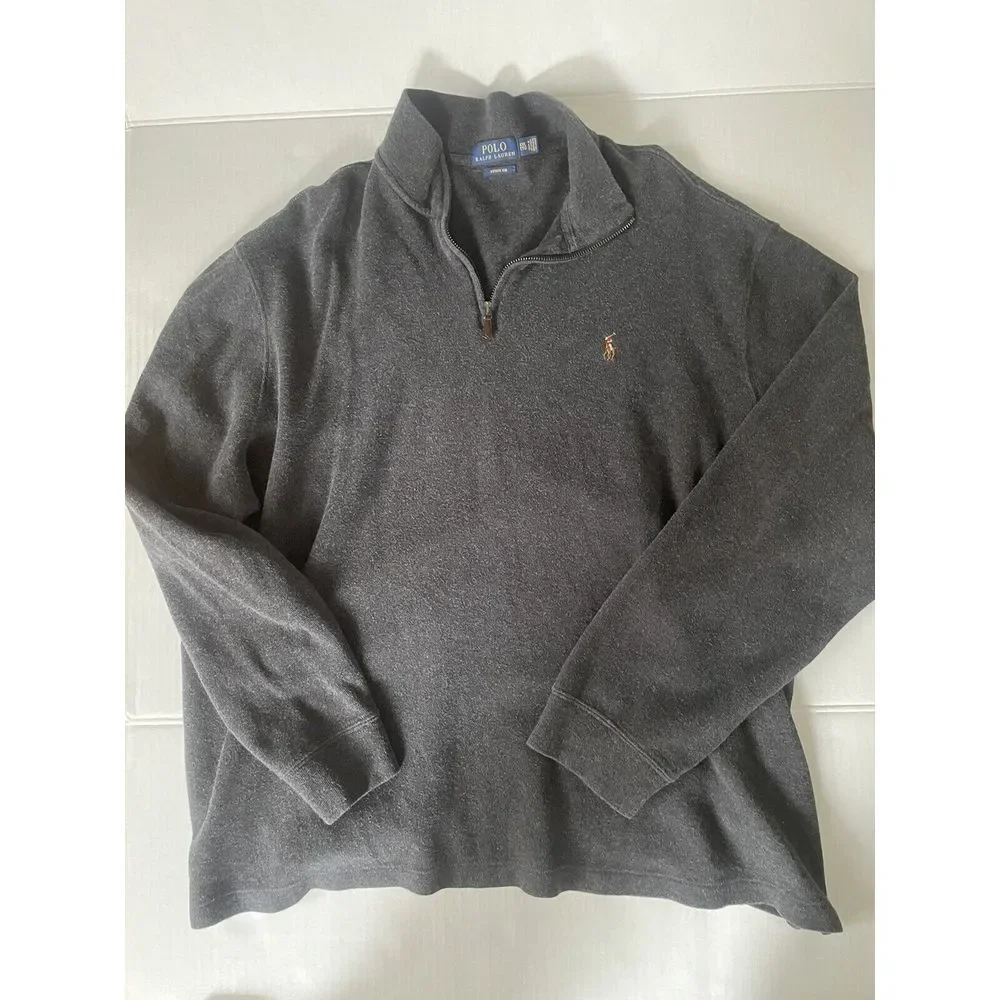 Polo Ralph Lauren Gray Estate Rib 1/4 Zip Pullover Sweater Size XXL‎